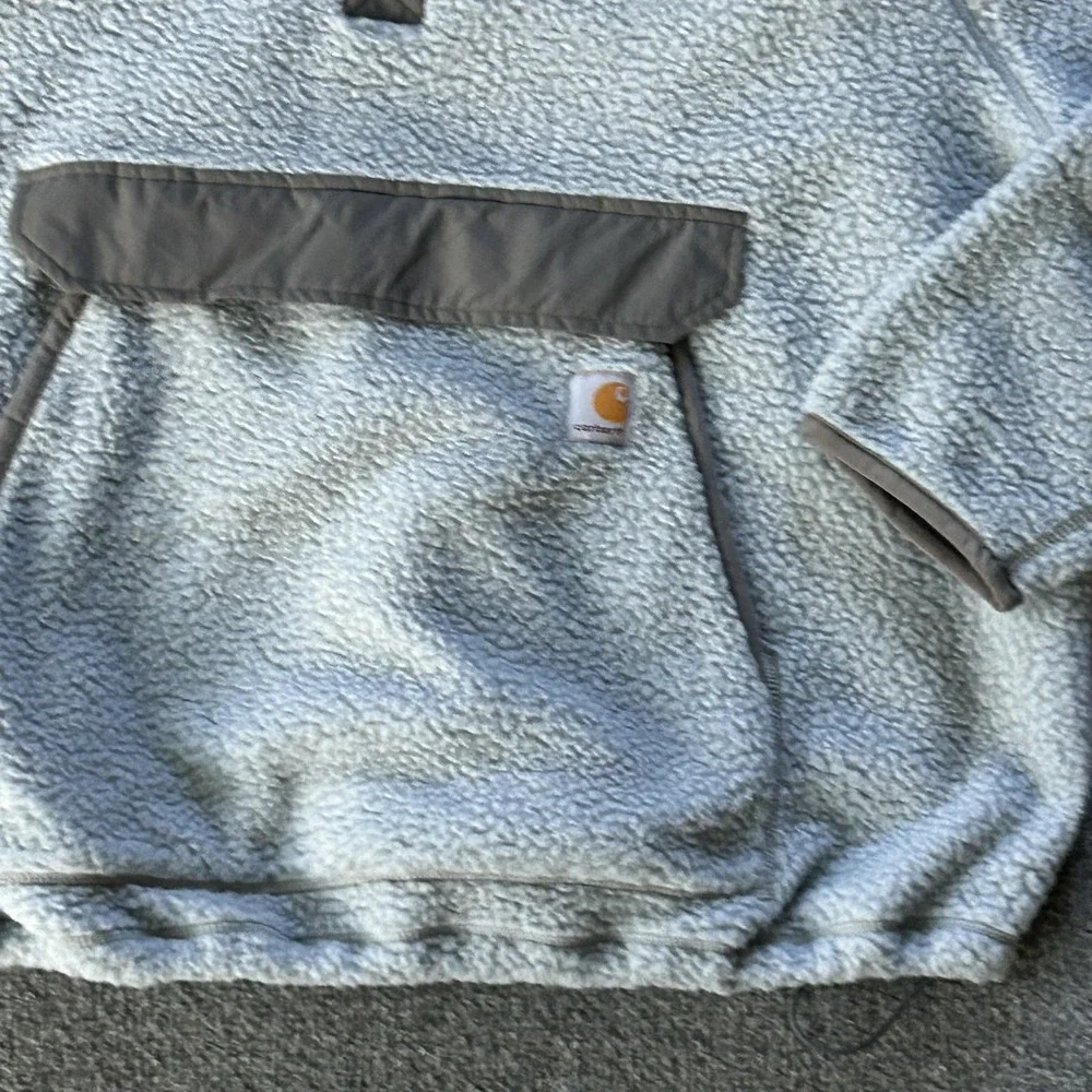 Carhartt Sweater Mens XL Blue Grey Fleece Pullover Relaxed Fit Front Pocket - Picture 4 of 10